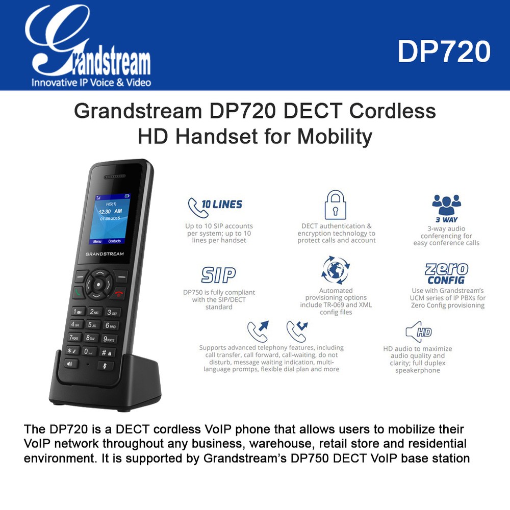 Điện thoại IP không dây Grandstream DP720 | Maitel