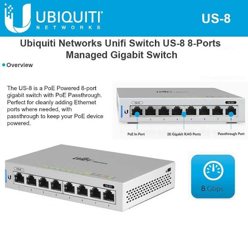 Thiết bị chuyển mạch UniFi Switch US-8