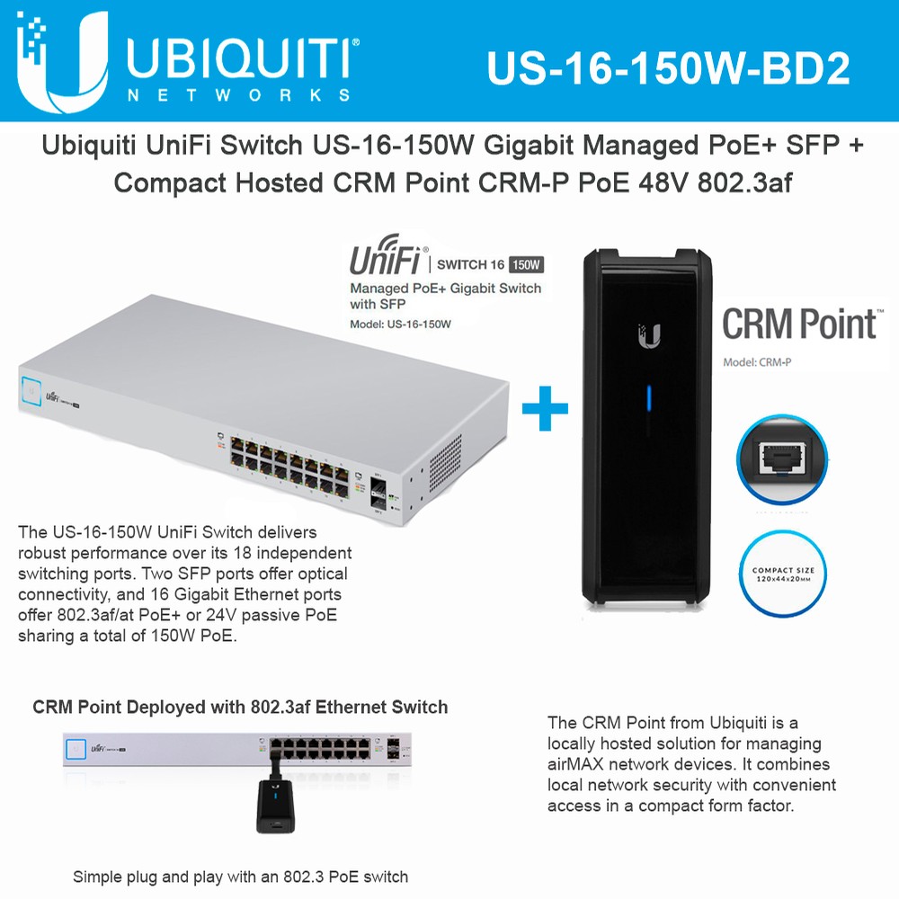 UniFi US-16-150W Switch PoE Gigabit 24V & 802.3AF/AT