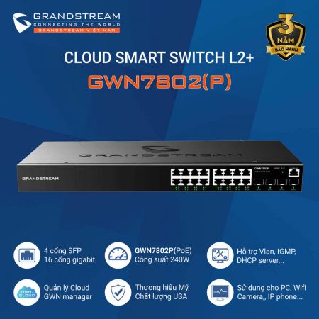 Switch 16 Cổng PoE Gigabit Layer 2+ Grandstream GWN7802P