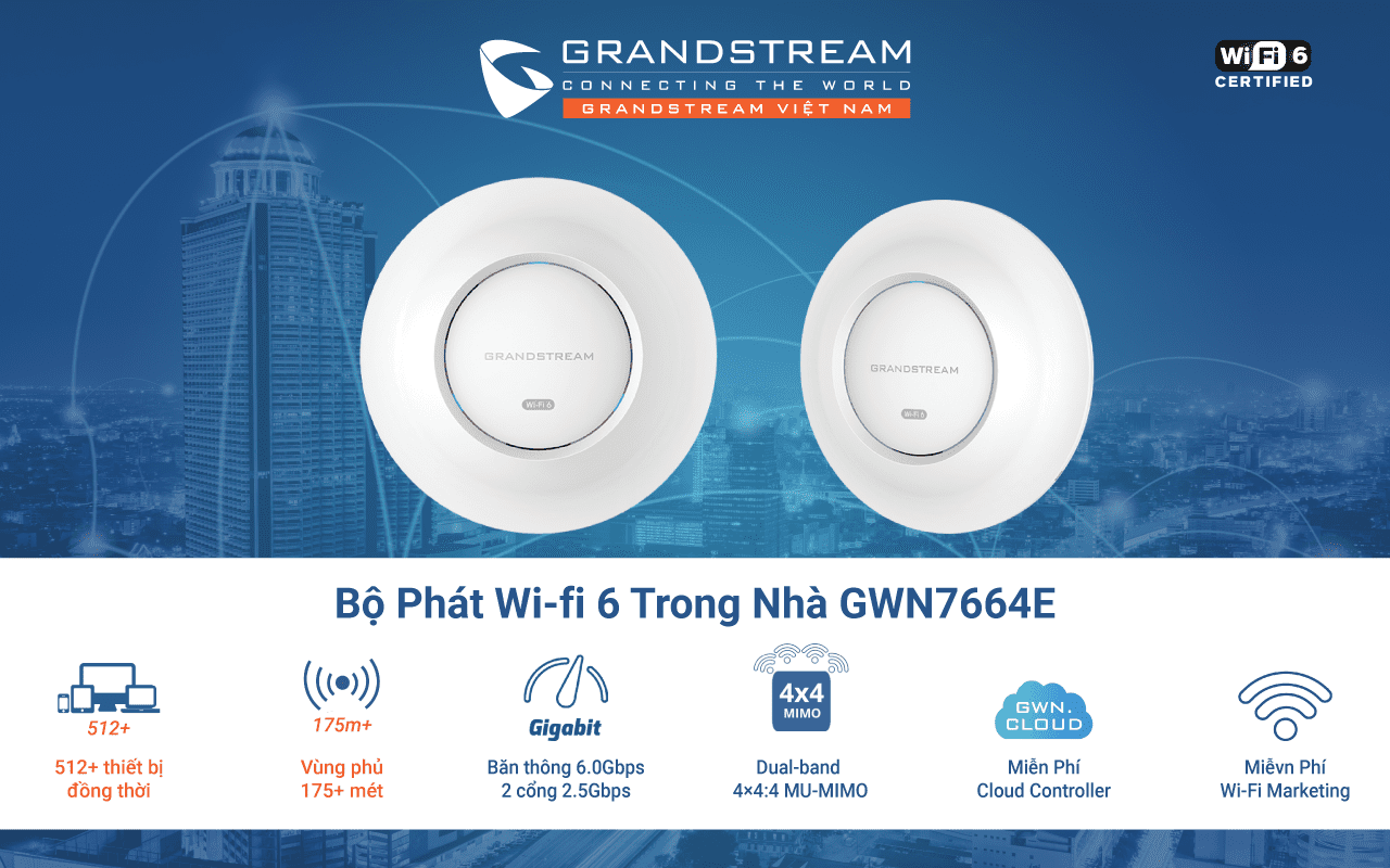 Bộ phát Wifi 6 Grandstream GWN7664E chính hãng | Maitel