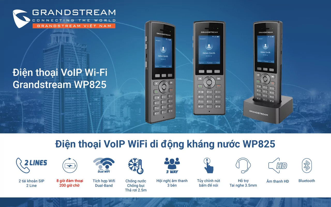 Điện thoại IP wifi không dây Grandstream WP825 chính hãng giá tốt | Maitel