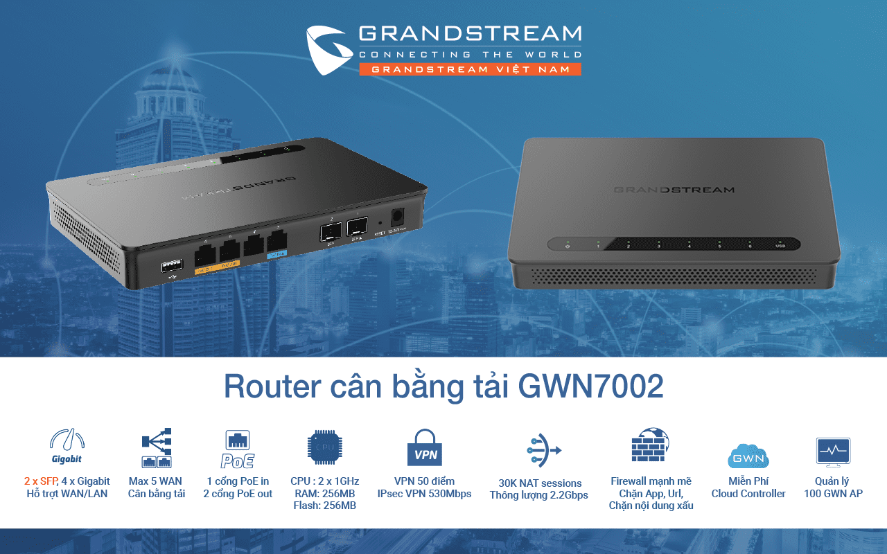 Router cân bằng tải Grandstream GWN7002 chính hãng giá luôn tốt | Maitel