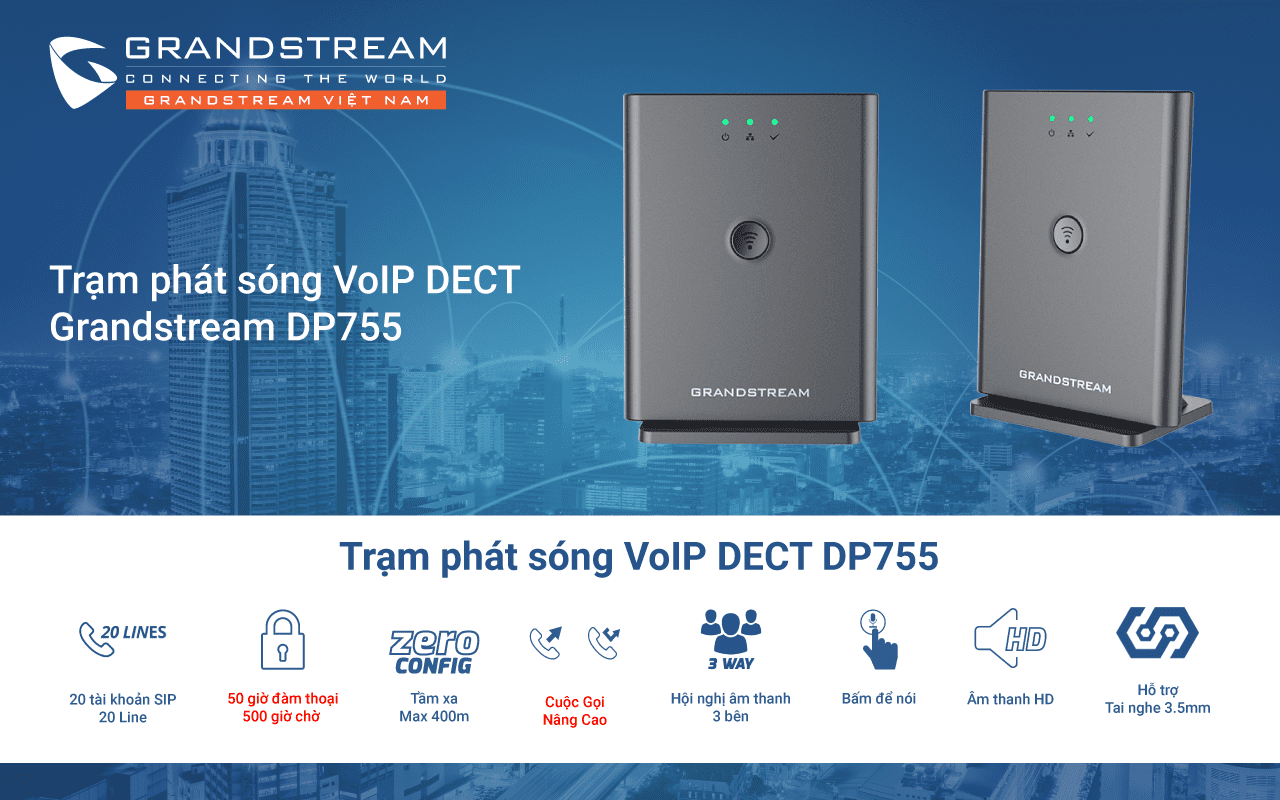 Trạm Thu Phát Không Dây Grandstream DP755 | Maitel