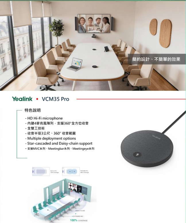 Micro Mở Rộng Hội Nghị Không Dây Yealink VCM35 Pro 7 Micro Mở Rộng Hội Nghị Không Dây Yealink VCM35 Pro | Maitel